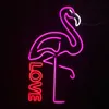 Pink Flamingo and Love Sign Fashion Beautiful Home KTV Bar xmas gift Wall Decoration Handmade Neon Light 12 V Super Bright