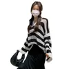 Fina seda de hielo protector solar blusa con cuello en V estilo occidental todo-fósforo suéter de punto suelto verano moda coreana ropa de mujer 210520