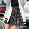 Avslappnad grundläggande mode all match plaid vintage oregelbunden hög midja college vind mode kvinnliga kvinnor mini kjolar 210522