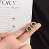 Europejski projektant list koło szpilki złoto/srebro róża CZ cyrkon emalia markowe kolczyki ze stali nierdzewnej cyrkonia stadnina podwójne litery kobiety biżuteria