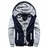 Casual Hooded Collar Män Hoodies Sweatshirts Winter Warm Tjock Fleece Zipper Jacket Sportkläder Outwear Oversized S-5XL 211126