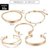 Tocona Bohemian 5pcs/sets Gold Bracelets Fashion Metal Chain Geometric Bead Bangles Jewelry for Women Accessories 8981 X0706