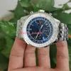 優れた高品質男性の腕時計AB0127211C1A1 46mmステンレス鋼の青いダイヤルLuminescent Vkクォーツクロノグラフ作業メンズウォッチ