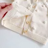 春と秋のオールマッチの子供の手作りボールニットジャケットコットン長袖セーター幼児女の子セーター210701