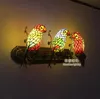 Pastoral Tiffany Style Retro Luxury Parrot Bird Wall Lamp Stained Glass Bar Bedroom Bathroom Light Lamps