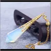 Rock Crystal Losse Kralen Sieraden Hoge Kwaliteit Natuursteen Pendum Voor Dowsing Quartz Opalite Opal Pendos Sacred Geometry Healing Crystals P