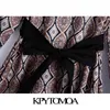 Women Chic Fashion Patchwork Printed Midi Dress Vintage Long Sleeve Bow Tie Sashes Female Dresses Vestidos Mujer 210416