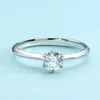 Autentico colore D Moissanite naturale 0.5 Anello classico a sei griffe in argento 925 placcato oro 18 carati femminile