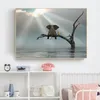 Póster de animales divertidos, cuadro sobre lienzo para pared, imagen de elefante lindo, impresión HD para decoración de habitación y dormitorio de niños, sin marco 210z