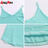 Women's Tank Tops White Female Summer Camisole Halter Sleeveless Chiffon Spaghetti Strap 210428