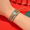 Сердце Amazonite браслет натуральный камень кожаный обертки браслеты драгоценные камни целебный баланс медитации духовные украшения для женщин теннис