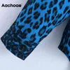 Vrouwen Vintage Leopard Print Blouses Shirts Office Wear Turn Down Collar Shirt Tops Lange Mouw Losse Casual Blouse 210413