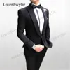 Gwenhwyfar 2020 Ivoire Blazer Noir Pantalon Ensembles Pour Homme Personnalisé Boutonné Conception Marié Hommes Costumes De Noce Meilleur Porter Tuxedos X0909