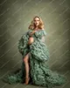 Casual Dresses Arrival Extra Puffy Tulle Maternity Robes Long Sleeves See Thru With Train Women Po Shoot Pregnancy Gowns