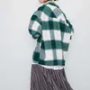 AELEGANTMIS格子縞のウールのシャツジャケットの女性特大の緩い原宿コート女性厚い暖かい柔らかいヴィンテージカジュアルな環境韓国人210607