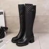 Stylishbox-2021101301T 40 Siyah Dana Diz Yüksek Çizmeler Hakiki Deri Klasik Platformu 8 cm Tıknaz Topuklu Yastıklı olması gerekir