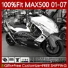 Cuerpo de inyección para YAMAHA TMAX500 MAX-500 TMAX-500 109No.117 TMAX MAX 500 T MAX500 2001 2002 2003 2004 2005 2006 2007 T-MAX500 01 02 03 04 05 06 07 Carenados OEM blanco y gris