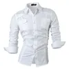 Jeansyjska Wiosna Jesień Funkcje Koszule Mężczyźni Casual Jeans Koszula New Arrival Z Długim Rękawem Casual Slim Fit Male Shirts 8001 210410