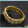 Link, Jewelrymen Iced Out Hip Hop Cuban Chain Link Sand Blast Bracciale Gold Sier Tone Heavy 18Mm Bracciali Drop Delivery 2021 9Xagt