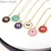 5 stks CZ PAVE Emaille Hanger Collier Collares Para Mujer Bijoux Femme Neon Kleur Ronde Oog Turkse Vrouwen Mannen Sieraden