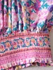 Бого розовый урожай топ эластичный подол цветочные печати бюстгальтерский бюстгальтерский набор сексуальные женские галстуки лук пояс широкие брюки ноги Ruched Camis 2 шт. 210429