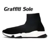 Free Shipping Shoes Sock Designer Shoes Men Women Graffiti Speed Trainer Black White Glitter Blue Beige Red Clear Sole Lace-up Mens Shoe Luxury Sneakers Boots