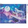 Evershine Diament Malarstwo Zwierząt Cross Stitch Haft Wilk Pełna Wiertarka Wyświetlacz Mosaic Kit Winter Scenery Sztuka