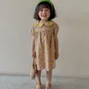 Dziewczyny Sukienka Letnia Lalka Kołnierz Krótki Rękaw Kwiatowy Druku Princess Cute Kid Odzież Dzieci 210515