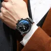 CrRju Mannen Leren Horloge Heren Mode Zakelijke Waterdichte Chronograph Minimalistische Quartz Leren Horloge voor Male Relogio Masculino 210517