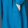 ジョニー教のカジュアルビンテージ不規則ソリッドカラースタンドポケット女性プラスサイズのドレス秋の緩い長袖女性のドレス210521