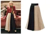 Mode femmes contraste couleur jupe plissée décontracté taille haute Midi dames fête a-ligne taille élastique 210529