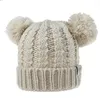 Knit Garoto Crochet Beanies Chapéu com 2 Bolas Meninas Meninos Inverno Quente Pompom Mok Caps 13 Cores