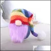 Christmas Decorations Festive & Party Supplies Home Garden Rainbow Faceless Doll Gnome Knitted Hat Plush Dolls Gift Household Desk Decor Dro