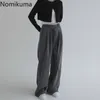 Nomikuma coréen taille haute à lacets pleine longueur pantalon femmes solide droite lâche pantalon décontracté mode Harajuku Pantalon 3b800 210514