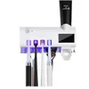 UV光歯ブラシホルダー滅菌装置クリーナー自動歯磨き粉ディスペンサー - ブラック