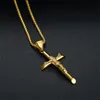 Hip Hop Crucifix Jesus Cross Pendant Halsband Man Guldfärg Rostfritt stålkedjor för män Kvinnor Smycken Gåvor Dropshipping