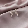 Style coréen Simple un mot Imitation perle strass boucles d'oreilles pour fille femmes mignon mode bijoux accessoires