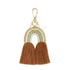 Böhmen regnbåge pärlor vävda tofsar frans diy smycken väska nyckelring dekor tillbehör hängande hantverk bomull tråd hängande trim