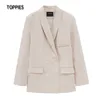 Printemps Double boutonnage Long Blazer coréen Chic costume vestes dames vêtements d'affaires formels 210421
