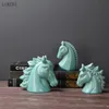 Nordic Country Simple Craft Gift el Villa Coffee Shop Living Room Entrance Ceramic Horse Head Decoration 210414