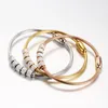 Rose Gold Rhinestone Bangles Luxury Stainless Steel Cuff Bracelets Women Jewelry Pulseiras Joyas De Acero Inoxidable Para Mujer Bangle