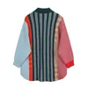 Autunno Donna Cardigan lavorato a maglia Casual Maglioni larghi Lady Fashion Vintage Colletto rovesciato Button Up Maglione a righe oversize 210417