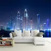 Papier peint mural personnalisé Noir et blanc New York Night View City Building Etude Salon Sofa TV Fond d'écran 3D Photo