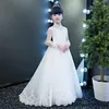 Sweet White Tulle Rękawy Aplikacja Dziewczyna Kwiat Kwiat Girl Dresses Princess Party Child Spódnica Custom Made 2-14
