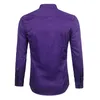 Camicia elegante da uomo in fibra di bambù viola Brand New Slim Fit manica lunga Chemise Homme Camicia formale da uomo facile da stirare 210410