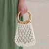 Taille tassen strozak 2021 vrouwen handgemaakte trekkoord holle handtas klein vers handvat geweven casual reizen strand