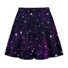Skirts Women 3D Printed Galaxy Short Mini Summer Style Pleated Flared Skirt Women's High Waist Casual Femme Falda