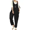 Women's Jumpsuits & Rompers 2021 Women Sleeveless Casual Solid Strappy Dungarees Vintage Cotton Linen Loose Party Long Harem Overalls