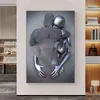 Nordic Couples Metal Figure Statue Wall Art Modern Painting Poster Lover Sculpture Printmaking Used for Corridor Room Home Decor H1110