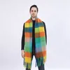 Cores Brilhantes Plaid Stripe Pano Extra Long Lights 250 cm * 36 cm Slouchy Warm lenço com borlas